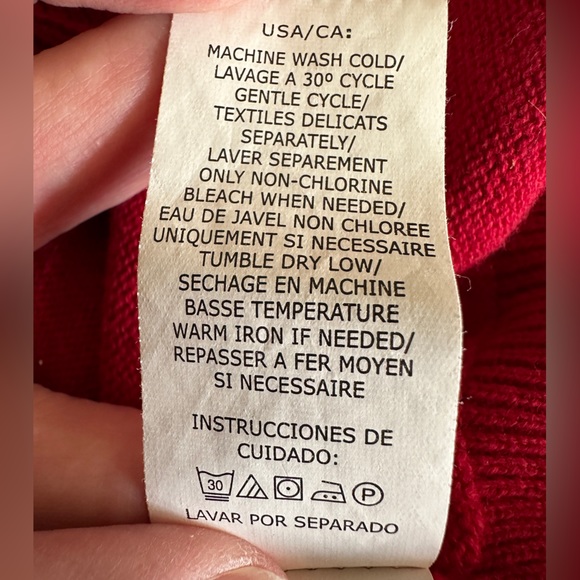 Chaps V Neck Sleeveless Lightweight Red Sweater Mens Large Navy Chest Emblem - Picture 7 of 9